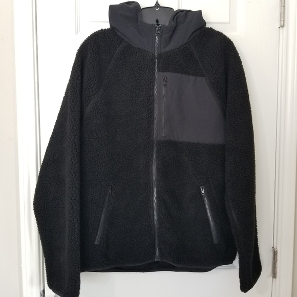 J. Crew Other - J.CREW Men's Hooded Sherpa Jacket Coat M Black NWT